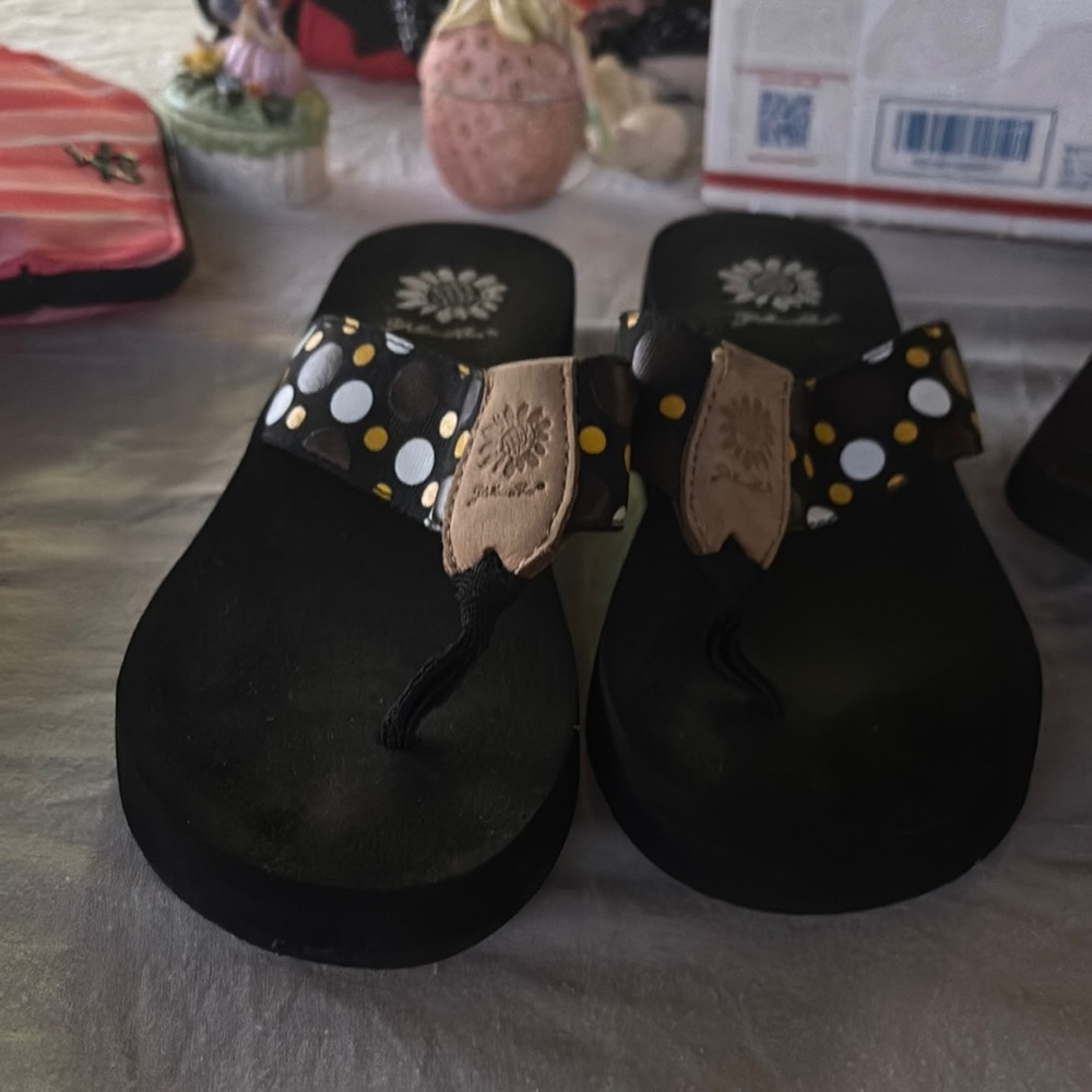 Yellow Box Black and White Sandals